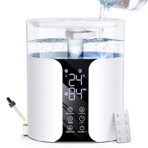2025革新モデル 6重除菌 節電 AI 加湿器 大容量 ハイブリッド式 8 L 上から給水 除菌 湿度コントロール 加熱式 ＆ 超音波式 吹出口360°調整 6段階ミスト マイナスイオン おしゃれ LEDディスプレ 切 0 e 4 a 6 fdd
