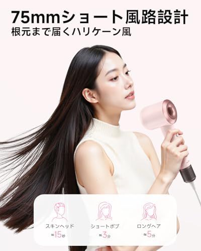 PLUZZ ドライヤー 2025進化モデル 10億マイナスイオン搭載 大風量ヘアドライヤー 15 s速乾 297 g軽量 静音 恒温ヘアケア 髪質改善 静電気抑制 NTC温度センサー 4段階温度調節 高速モーター 12万回転 ノズルとエ e 54 6 c 3 a