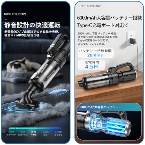  掃除機 コードレスFochai 25000 PA強力吸引 吹き飛ぶ 吸い込む 空気入れ 2 3000 mAh大容量バッテリー 20分連続使用 Type-C充電式 布団用ブラシ付 HEPA多重濾過 ワンタッチゴミ捨て LEDライト f 278823 b まな板セット おたま その他 キッチン 食器