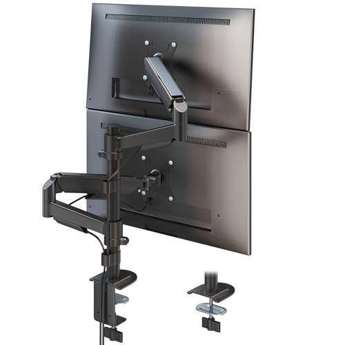デュアルモニターアーム 2画面 17-32インチ対応 VESA 75 x 100 耐荷重2-9 kg ポールマウント 縦 横型 クランプ-グロメット式 2 dc 6 d 79 b