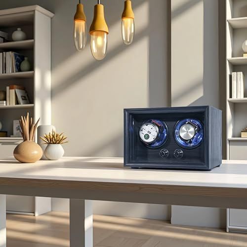 ORYX ワインディングマシーン 腕時計自動巻き上げ機 ウォッチワインダー 2本巻き 時計ケース 自動巻き 調整 クッション LEDライト付 USB AC電源 木製 fcd 5 f 810