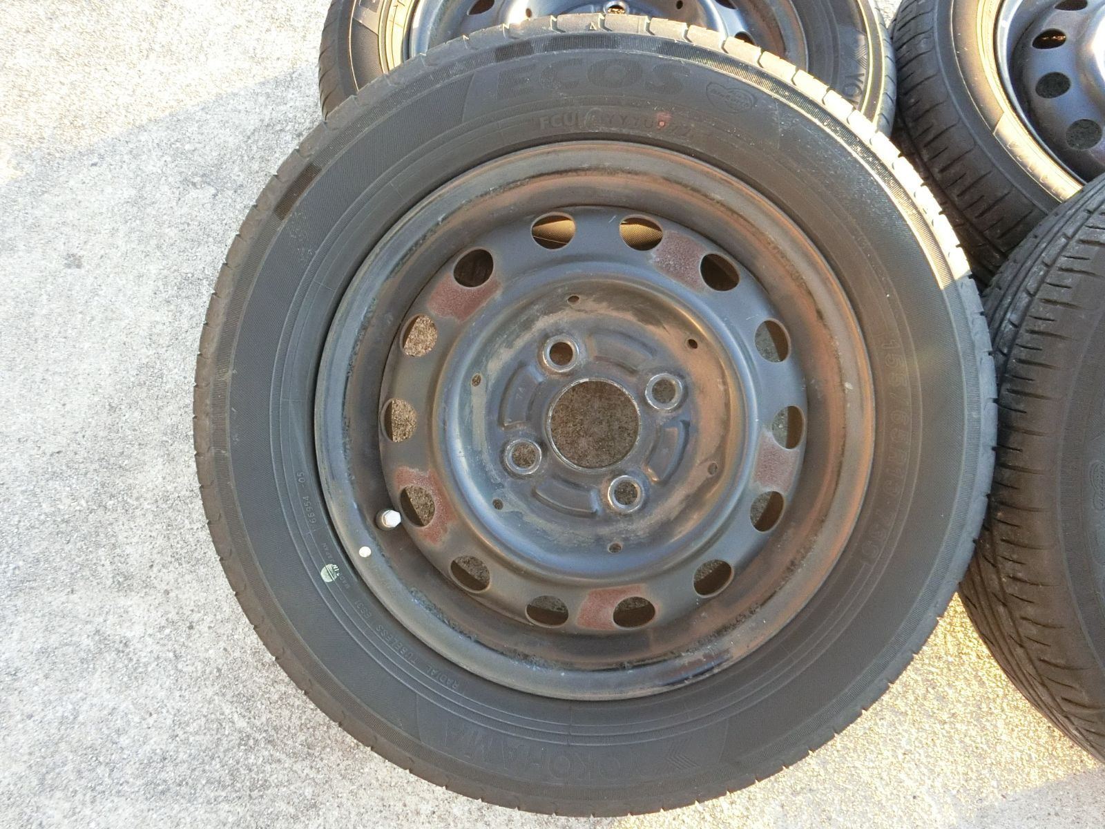 899 13インチ スチールホイール 13 4 0 B PCD 100 ハブ径 約56 mm 4穴 4本セット 155 65 R 三菱 ekワゴン 外し