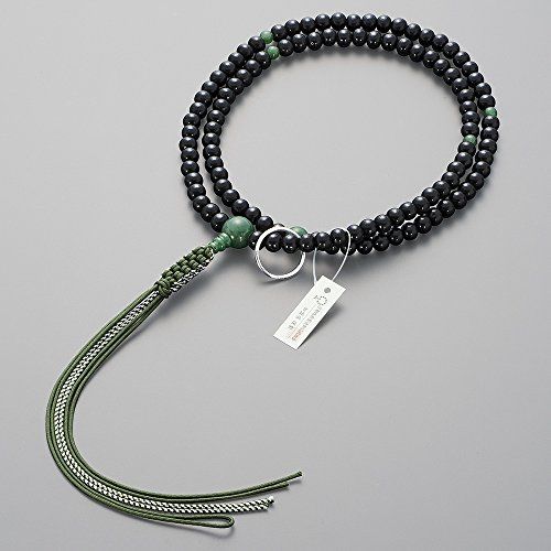 仏壇屋 数珠 曹洞宗 本式数珠 男性用 艶あり黒檀 インドヒスイ仕立尺2 正絹紐房 京念珠 本連数珠 二輪数珠 禅宗 正式数珠 発行 京念珠製造師製作証明書付 37746 ef 4