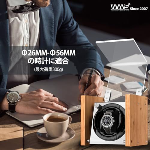Watch Winder Smith 自動巻き時計または互換性のあるカップルサイズのデュアル時計用の時計バレル 職人技による 竹材の特許取得済みケース ACor バッテリー駆動の モーター 時計ワインダー 竹の色 A d 9 12662