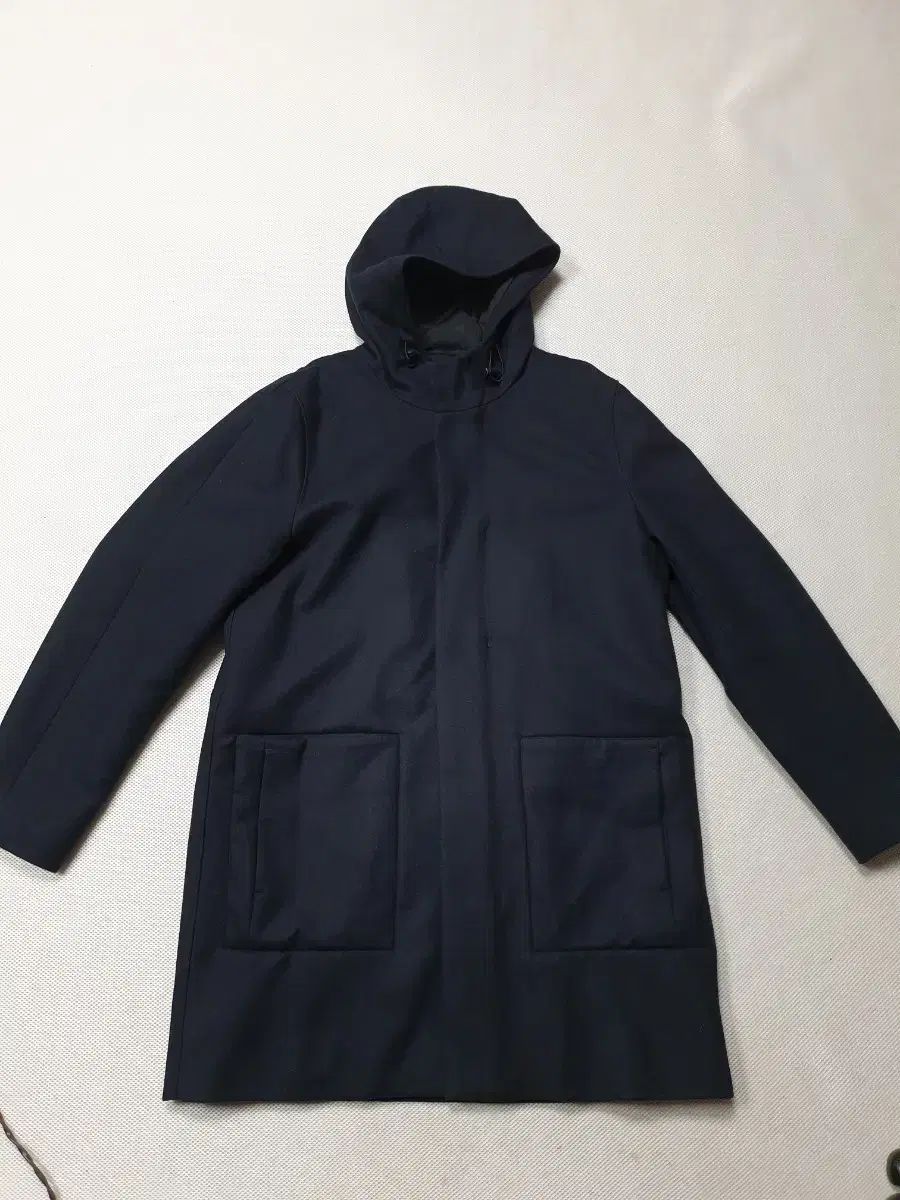 COS フード ウールコート ネイビー 100