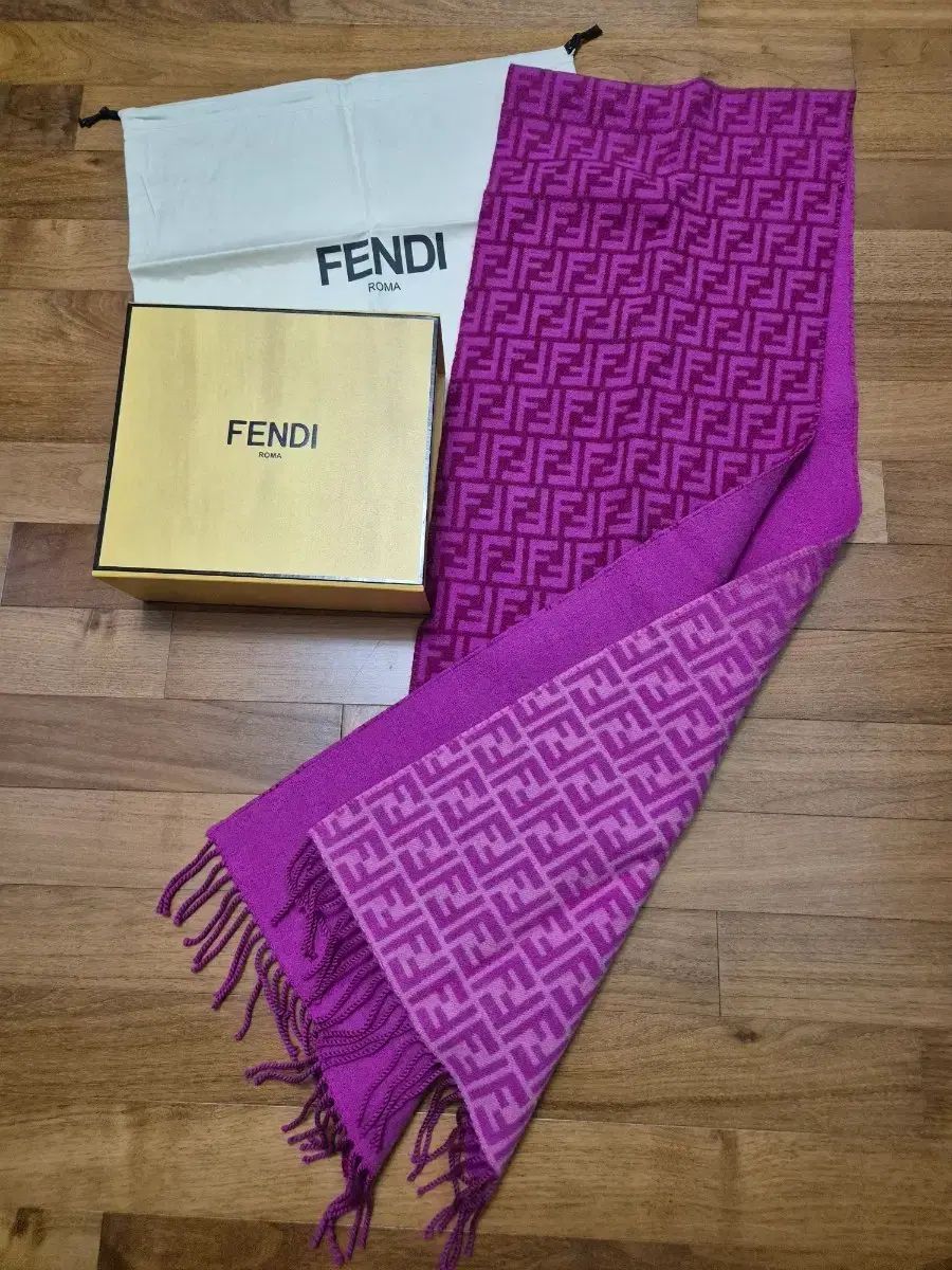 FENDI フェンディ FF ロゴ マフラー パープル リバーシブル (新品