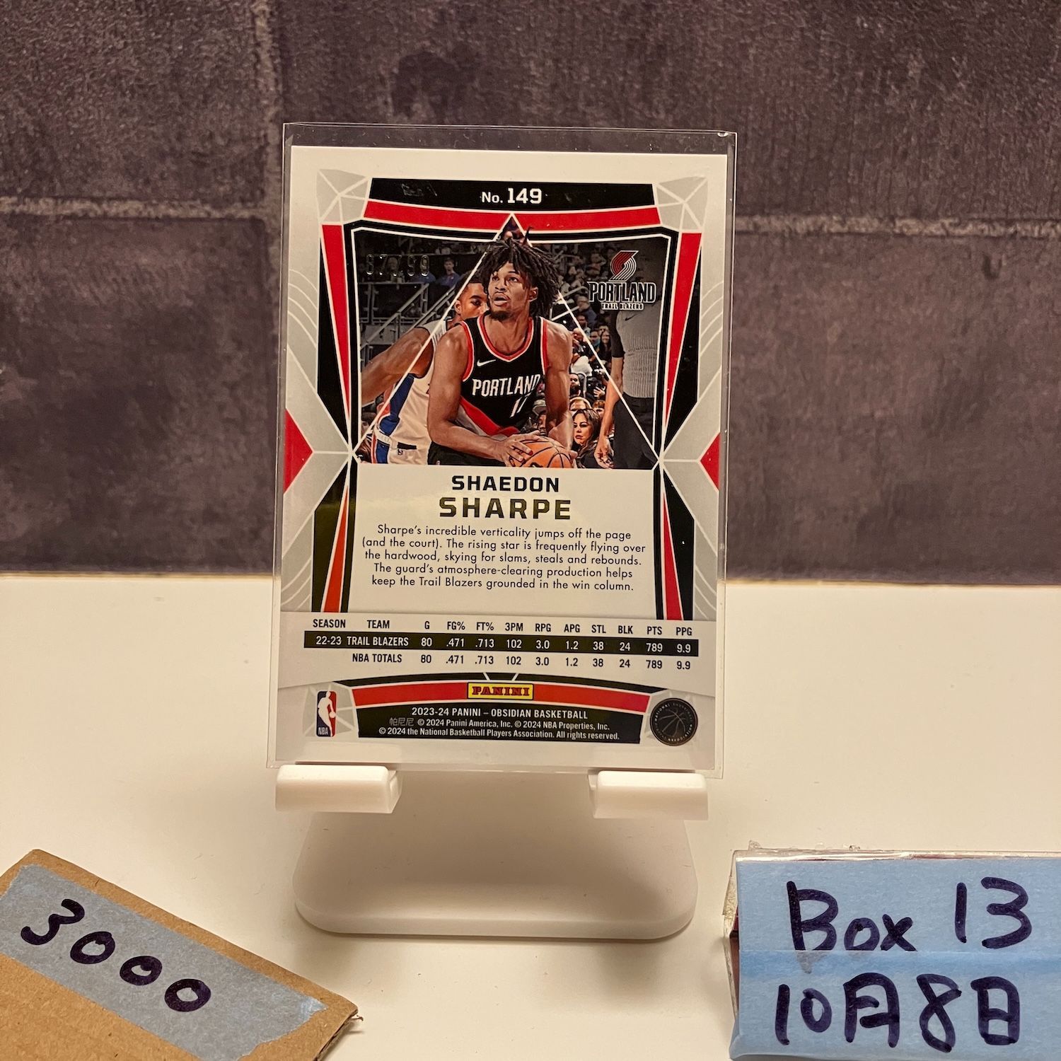 2023-24 Panini Obsidian Shaedon Sharpe Portland Trail Blazers