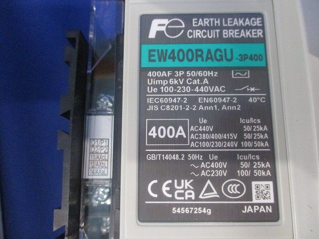 漏電遮断器3 P 400 A -3 B 電設資材 材料 資材