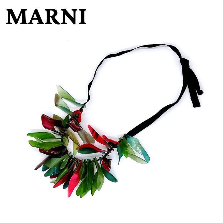 MARNI マルニ ネックレス アクセサリー レディース グリーン系×ピンク 