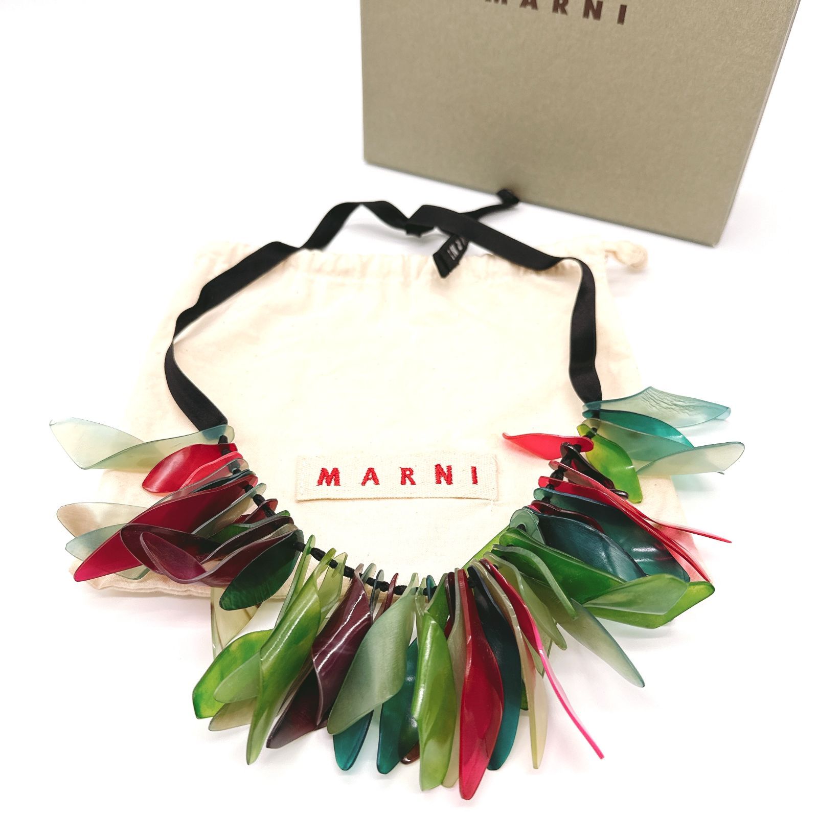 MARNI マルニ ネックレス アクセサリー レディース グリーン系×ピンク 