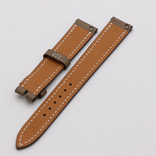 エルメス レザーベルト ブラウン アイボリー系 D 14ｍｍ レディース時計 0022000 11 DKT KMR