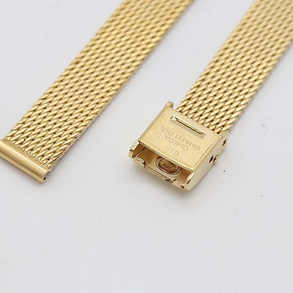 オメガ　純正ベルト　ゴールド　中古 美品 オメガ 純正ベルト 6010 GP ゴールドカラー 10mm レディース