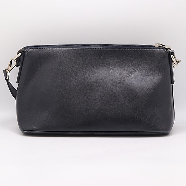 HIROFU ヒロフ ショルダーバッグ ロゴ型押し シボ革 レザー ブラック