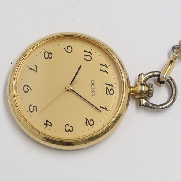 セイコー 7N01-0020 QZ ゴールド文字盤 懐中時計 KRH 2000000 NSK