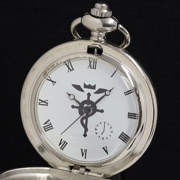 鋼の錬金術師 HULLMETAL ALCHEMIST 大きなエドの銀時計 QZ 白文字盤