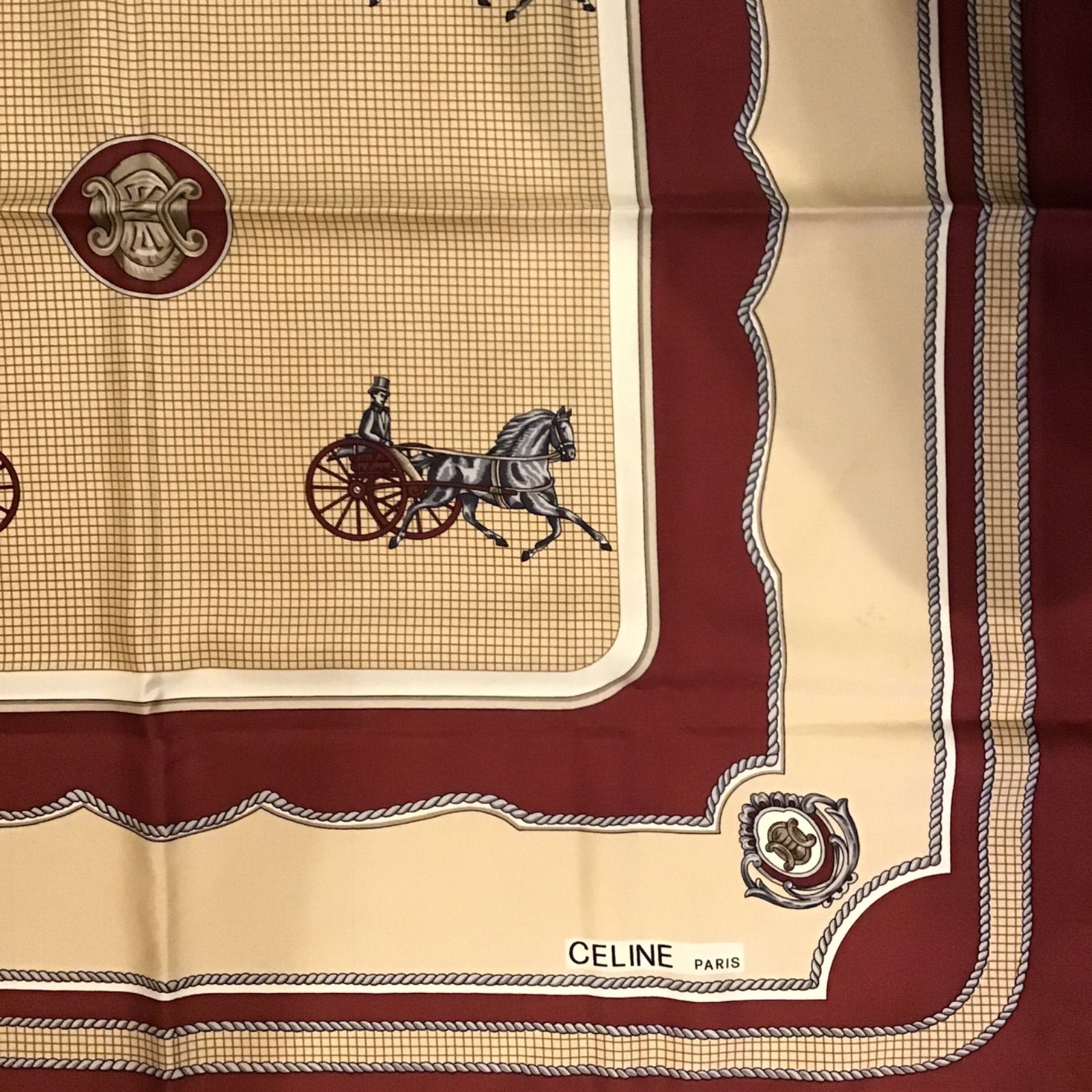 セリーヌ CELINE シルクスカーフ馬車デザイン マカダム ビンテージ