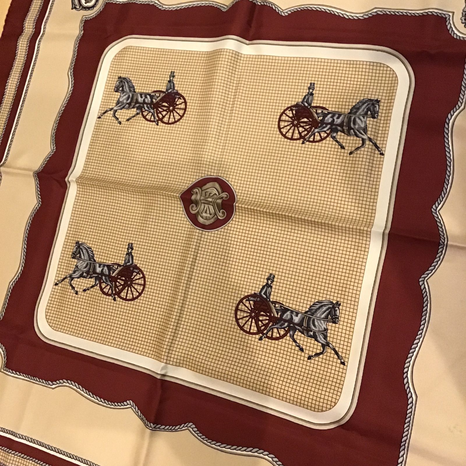 セリーヌ CELINE シルクスカーフ馬車デザイン マカダム ビンテージ