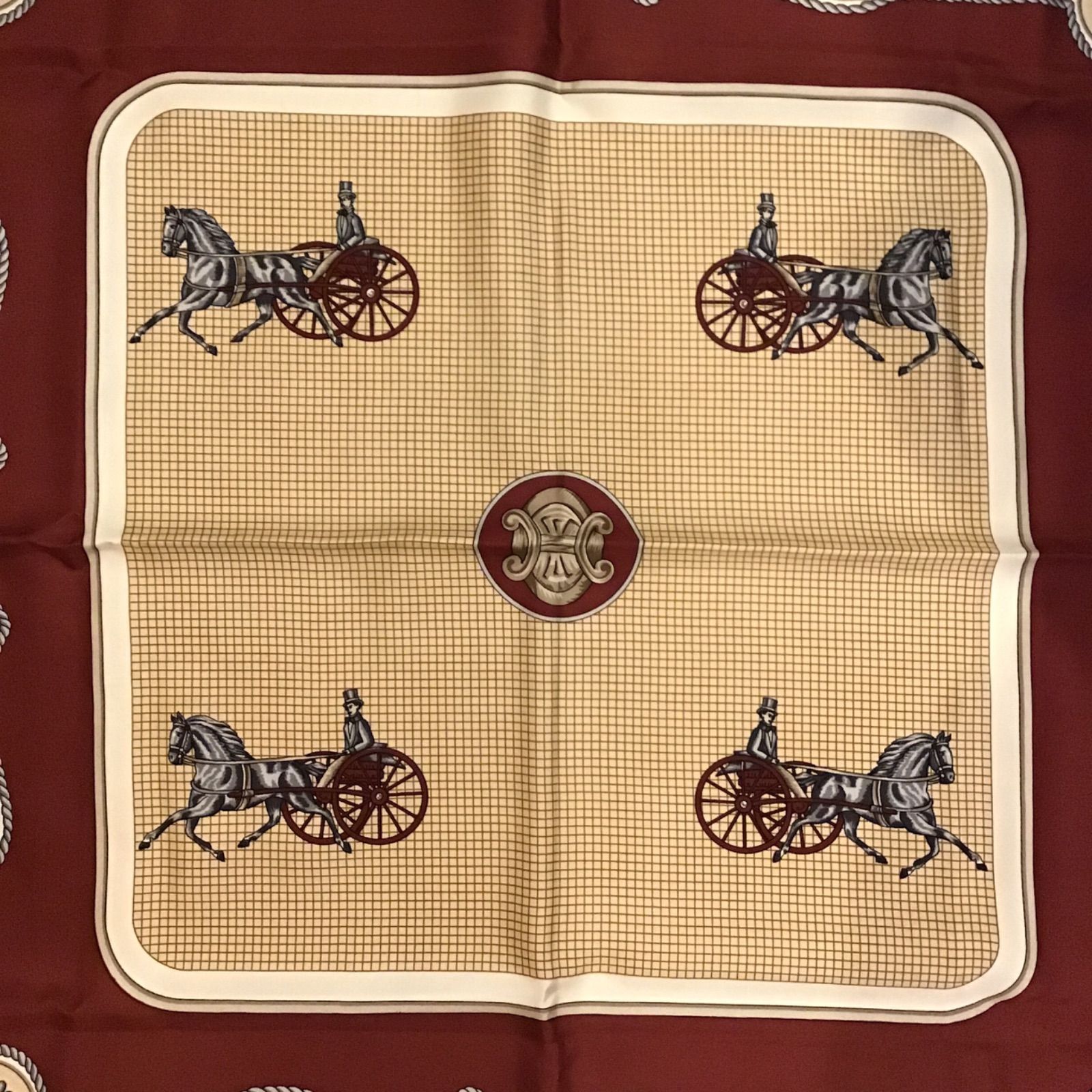 セリーヌ CELINE シルクスカーフ馬車デザイン マカダム ビンテージ