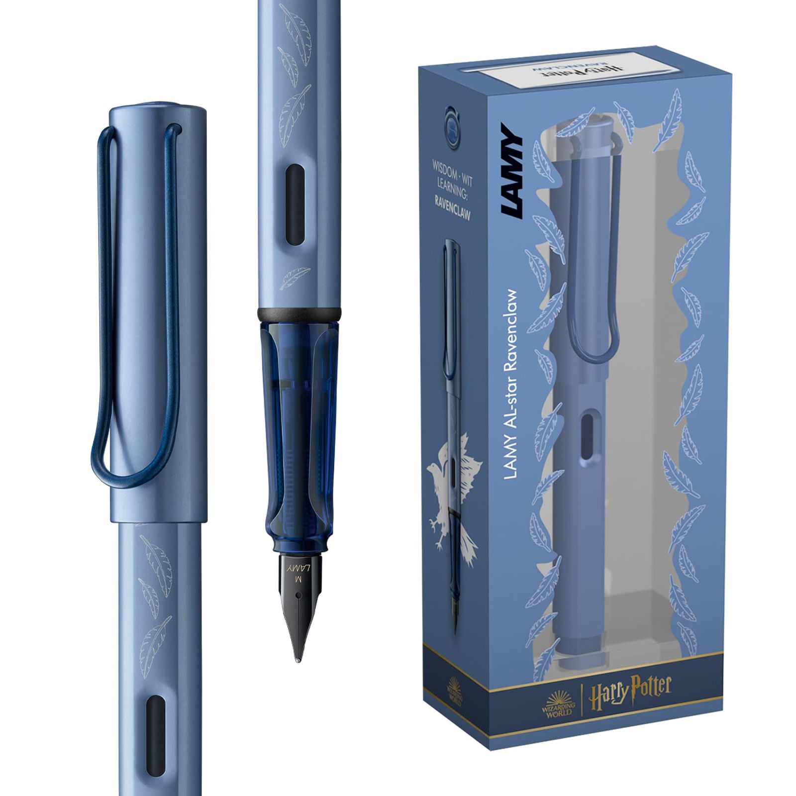 LAMY AL-star ハリーポッター レイブンクロー – 万年筆 家の彫刻付き スチールペン先 Mサイズ 軽量アルミニウムボディ T 10ブルーカートリッジを含む 右利き用