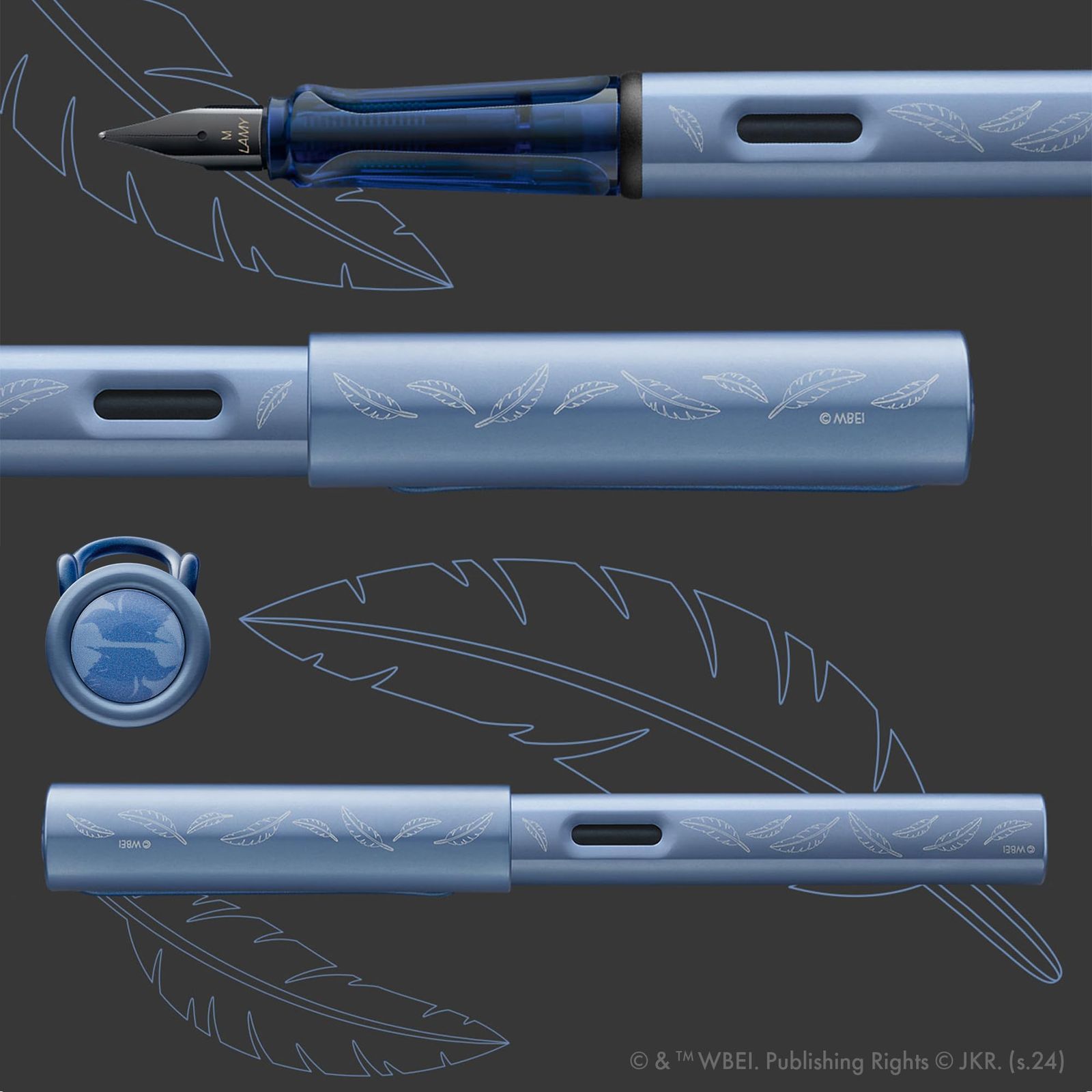 LAMY AL star ハリーポッター レイブンクロー – 万年筆 家の彫刻付き スチールペン先 Mサイズ 軽量アルミニウムボディ T 10ブルーカートリッジを含む 右利き用