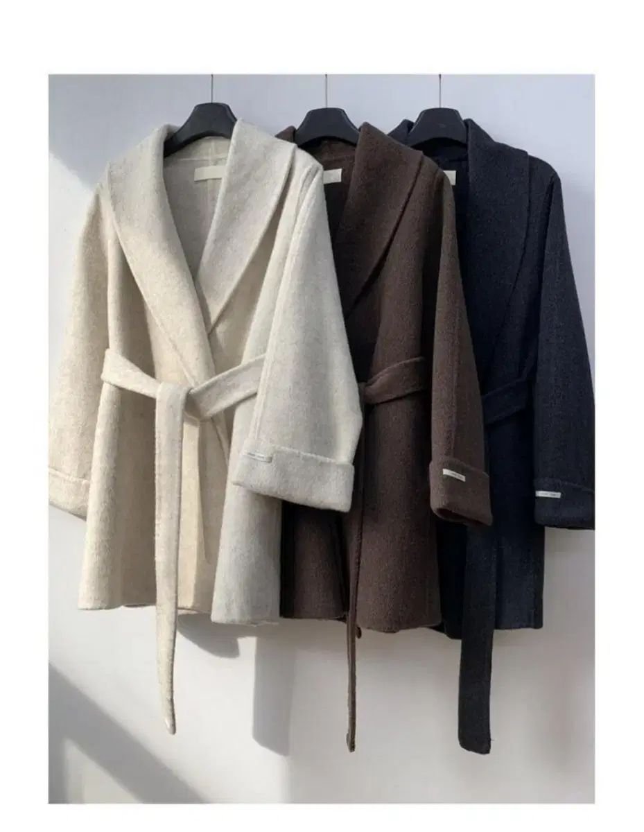 130 000ウォン ベルト ウール フーデッド コート アイボリー ブラウン チャコール