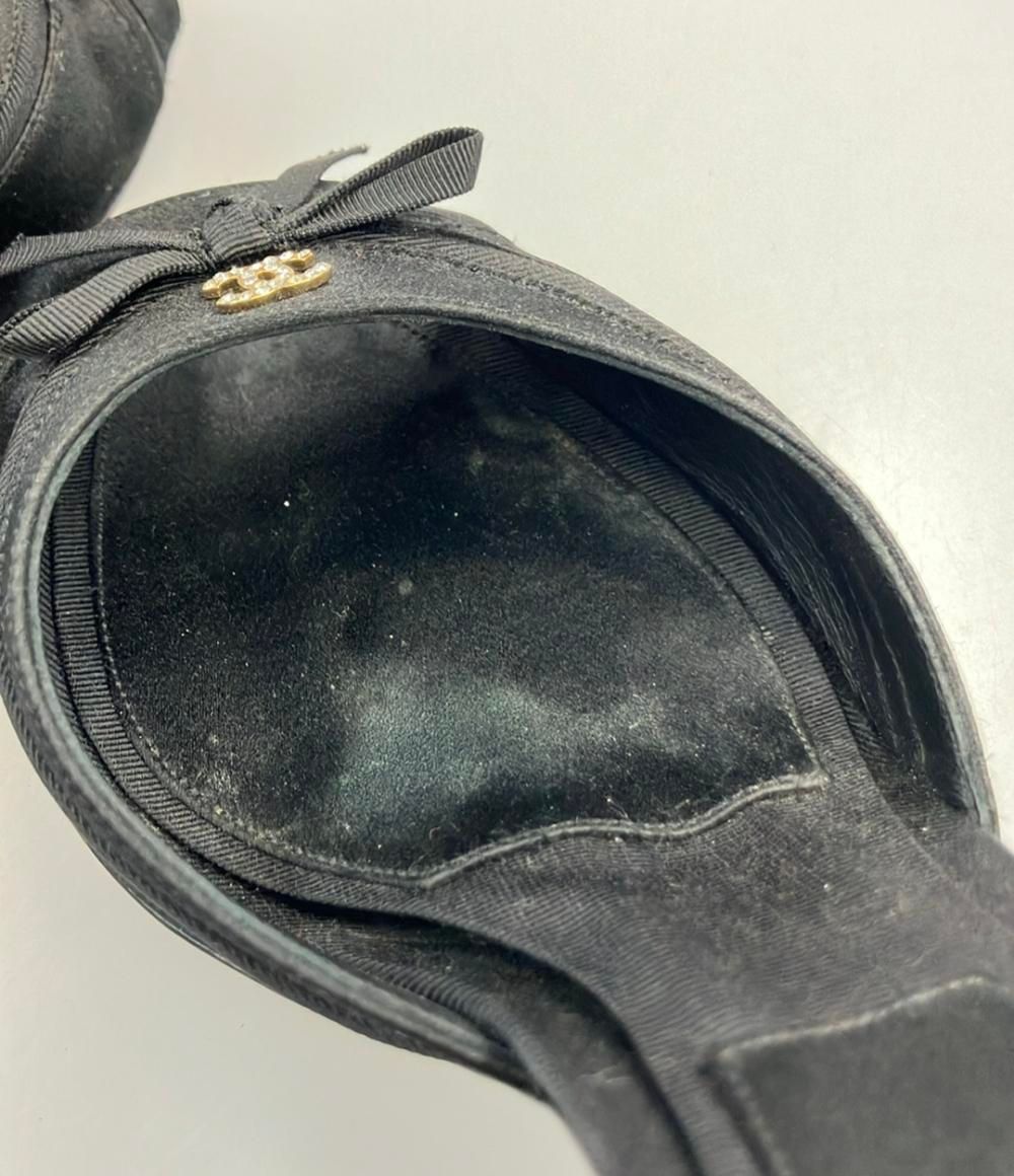 シャネル オープントゥパンプス サテン ココマーク レディース SIZE 36