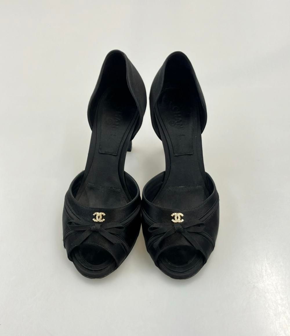 シャネル オープントゥパンプス サテン ココマーク レディース SIZE 36