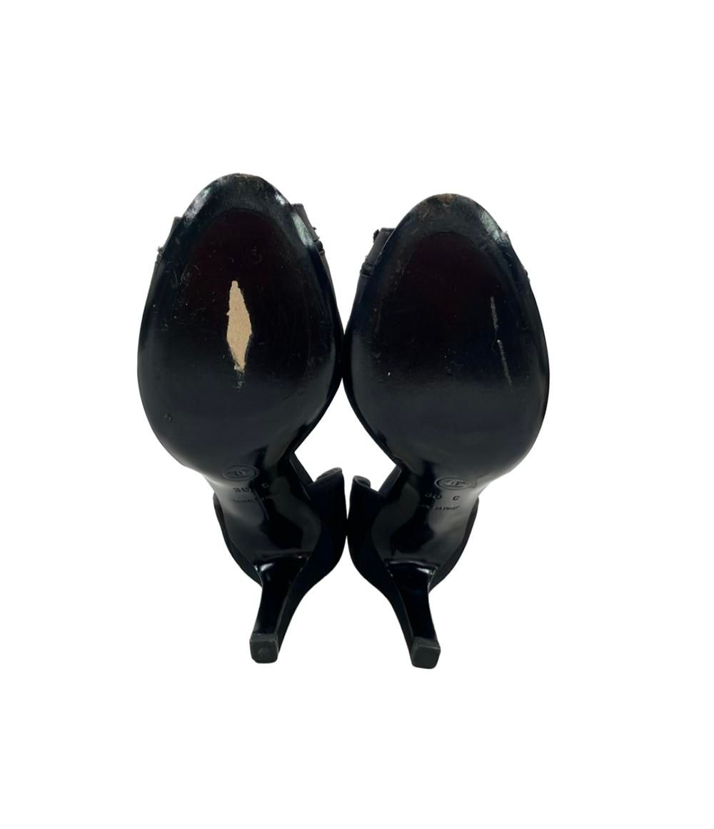 シャネル オープントゥパンプス サテン ココマーク レディース SIZE 36