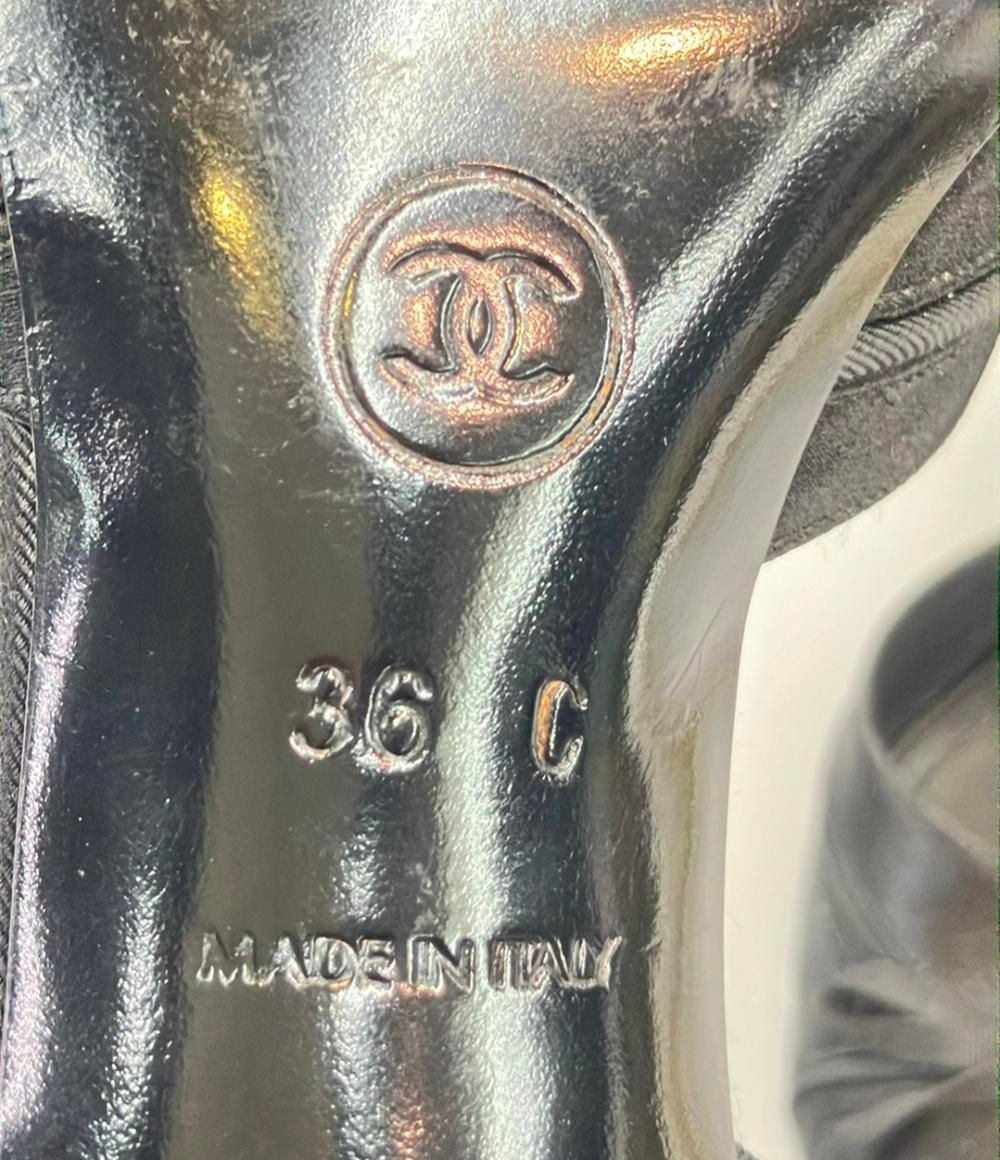 シャネル オープントゥパンプス サテン ココマーク レディース SIZE 36