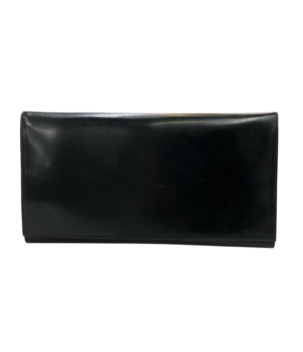 プラダ 三つ折りマルチ財布 パテントレザーパスポートケース ユニセックス PRADA