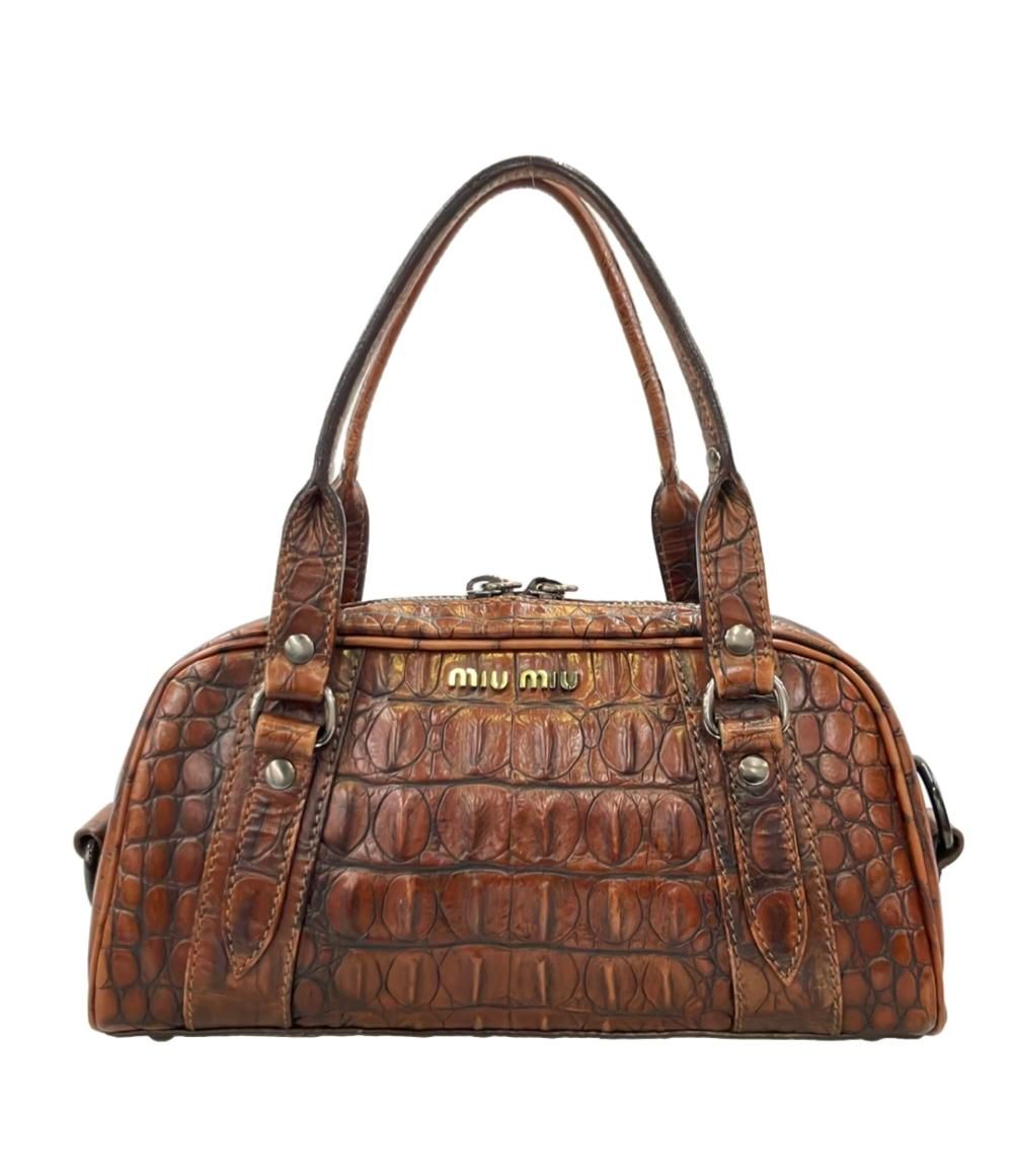 【希少❗️】美品！miumiu vintage ハンドバッグ　 クロコ　刻印 ミュウミュウ ハンドバッグ クロコ型押し レディース MIUMIU - メルカリ