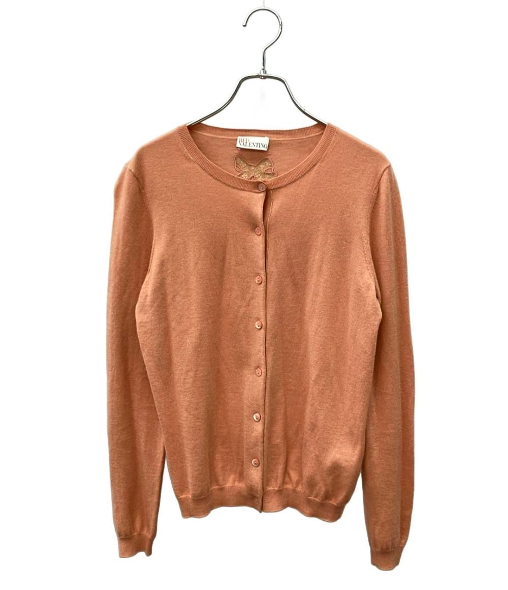 レッドヴァレンティノ 長袖カーディガン ピンク リボン 刺繍