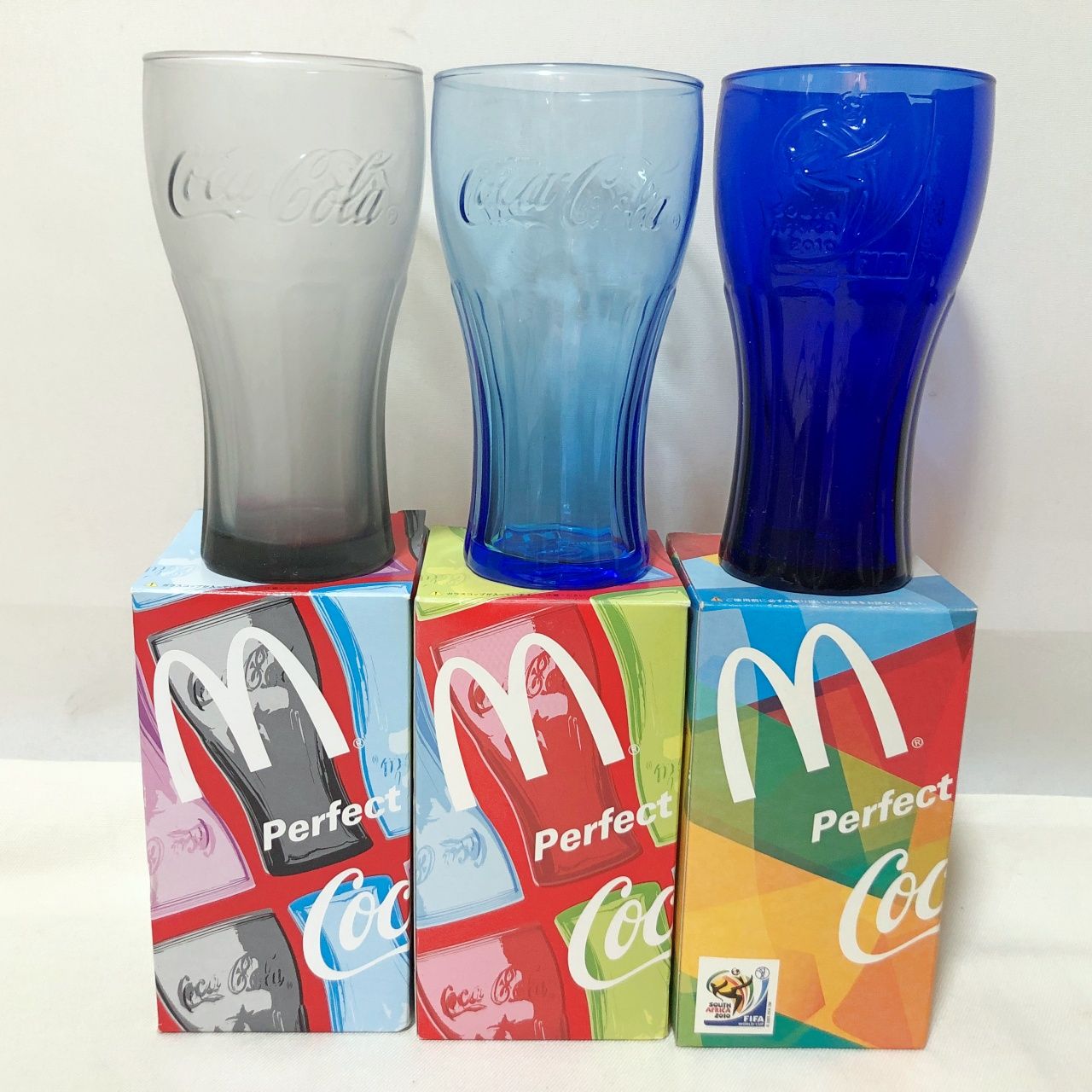 H366 未使用 マクドナルド コカ・コーラ グラス 3個セット 非売品 FIFA