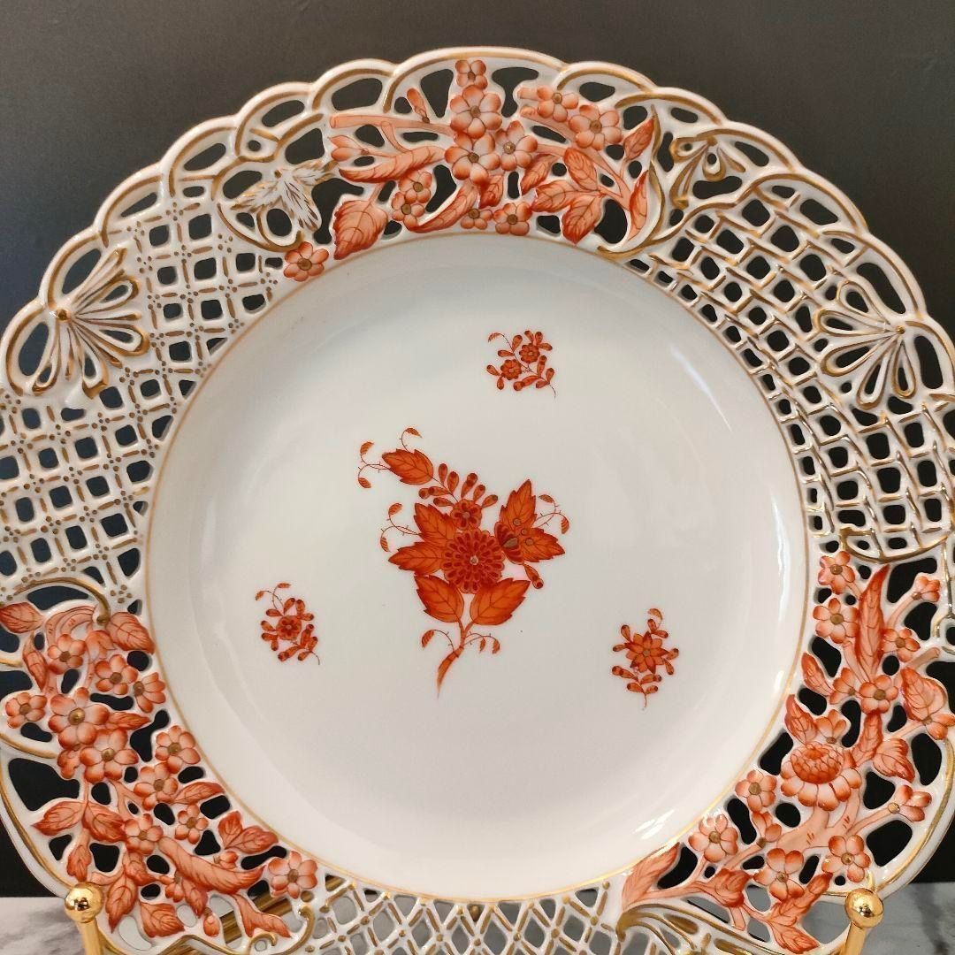 希少✨ヘレンド アポニー グリーン 透かしプレート メッシュ オープンワーク 皿 希少✨ヘレンド アポニー グリーン 透かしプレート メッシュ オープン