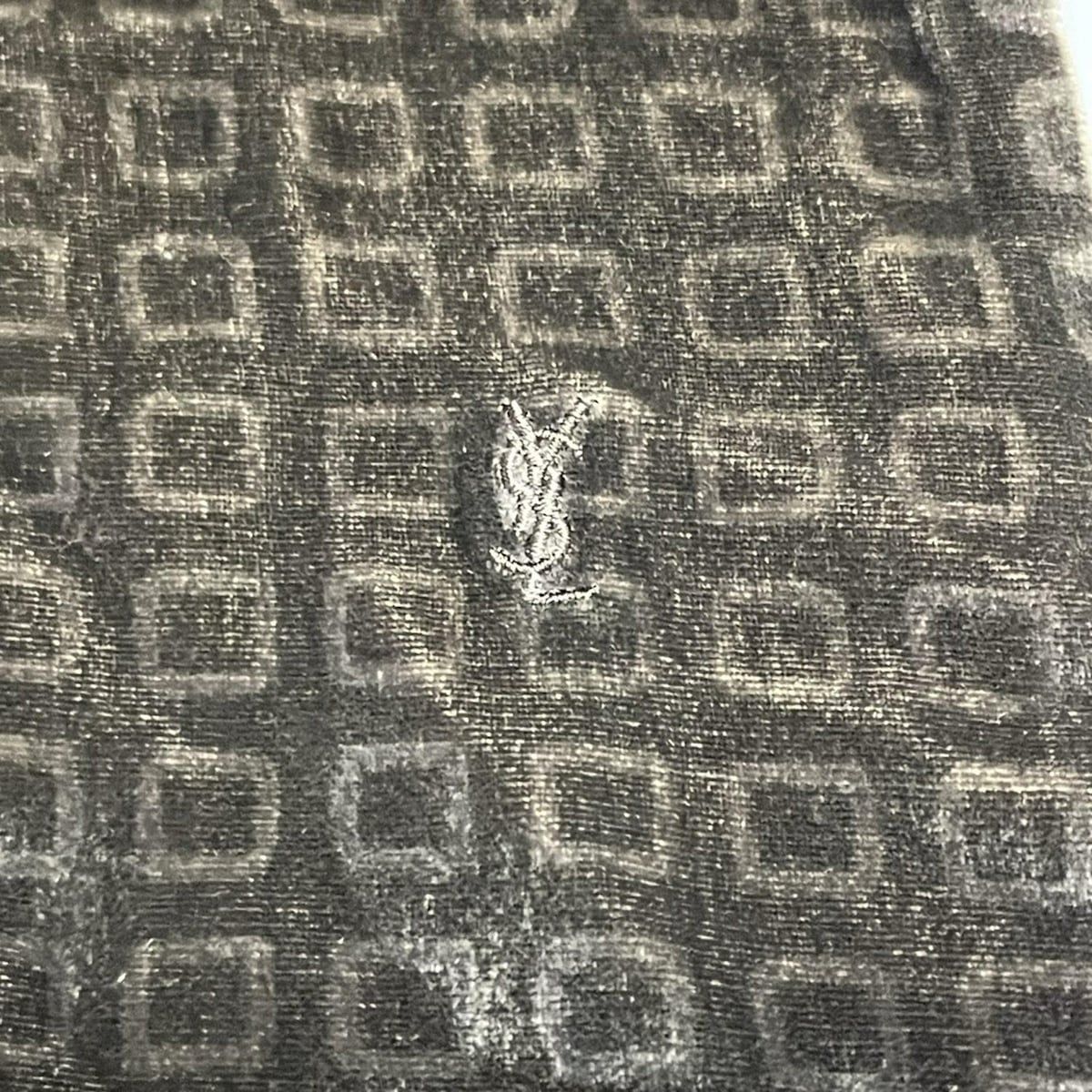 YvesSaintLaurent イヴサンローラン マフラー ダークブラウン ダークグレー シルク