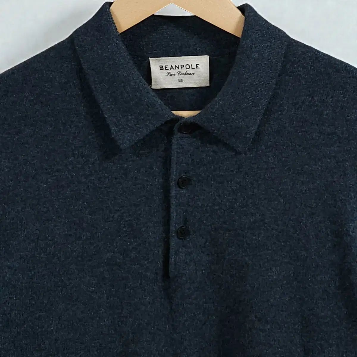 105 ビーンポール カシミア カラ ポロ ニット