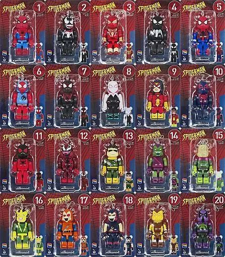 トレーディングフィギュア 全20種セット BE RBRICK-ベアブリック- Happyくじ RBRICK MARVEL SPIDER-MAN ベアブリック賞