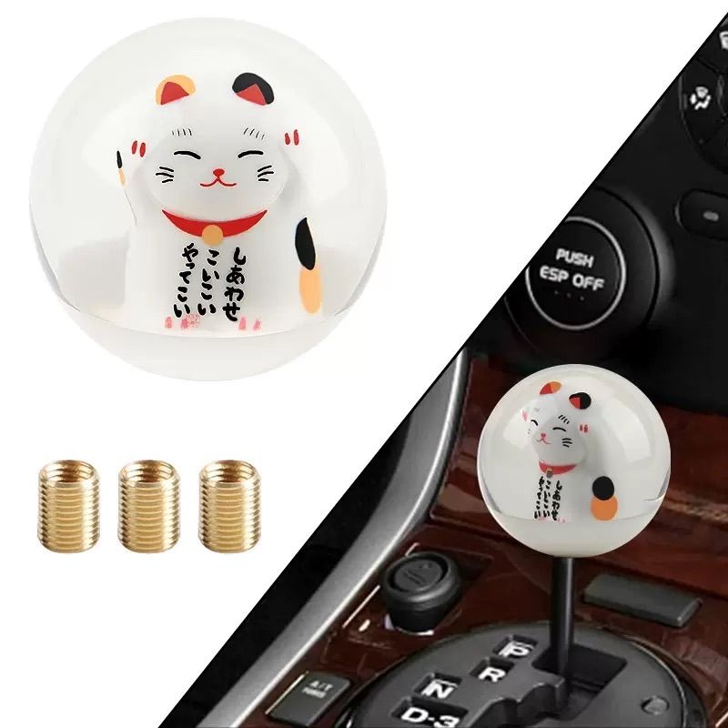 招き猫 シフトノブ 70mm 汎用タイプ／AT・MT兼用 M8/M10/M12 対応アダプター付属