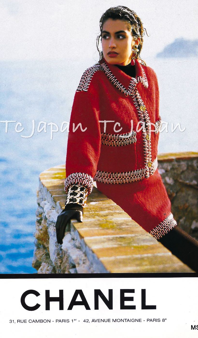 シャネル スカート CHANEL ヴィンテージ スーパーモデル レッド ウール