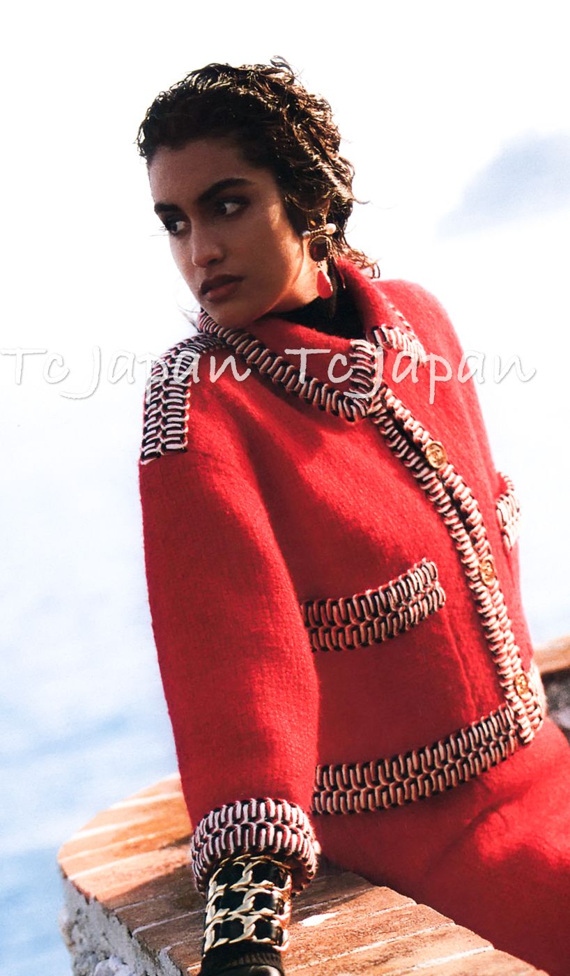 シャネル スカート CHANEL ヴィンテージ スーパーモデル レッド ウール