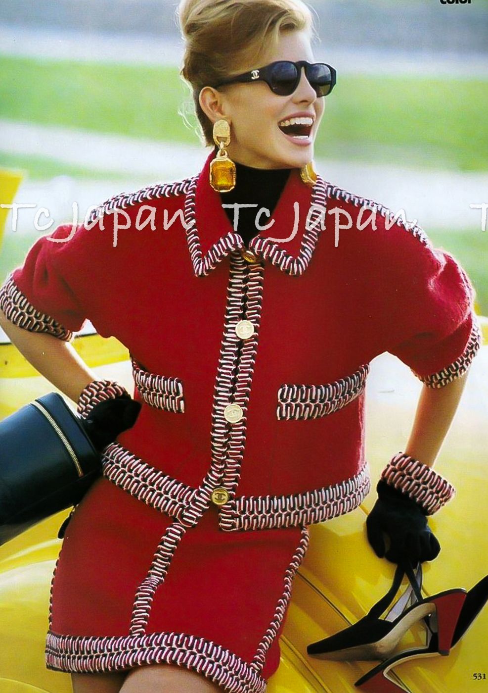 シャネル スカート CHANEL ヴィンテージ スーパーモデル レッド ウール