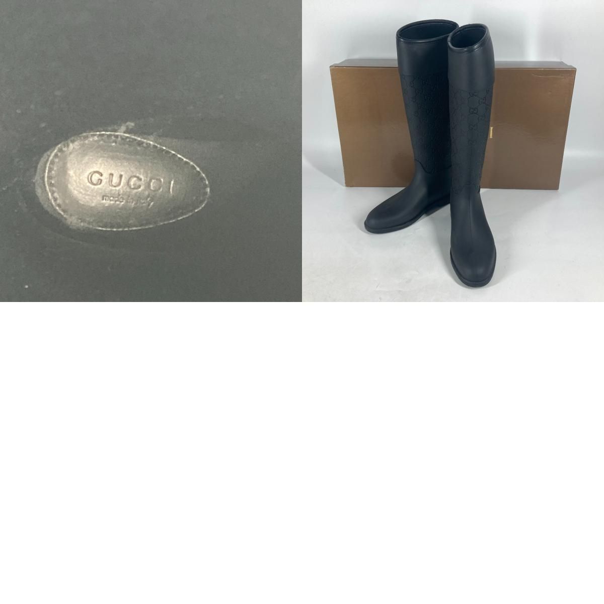 GUCCI グッチ レインシューズ GG ラバー ブラック - メルカリ