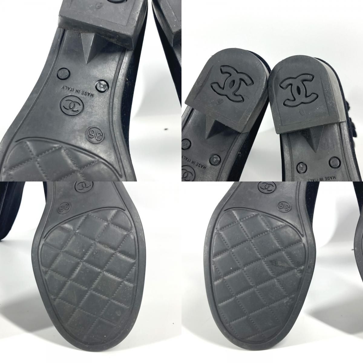 CHANEL シャネル レインシューズ カメリア CC ココマーク ロゴ ベロア 