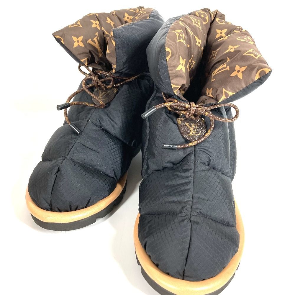 美品 近年 ルイヴィトン ピローライン モノグラム アンクルブーツ 24.5 LOUIS VUITTON ルイヴィトン ブーツ ピロー ライン アンクルブーツ