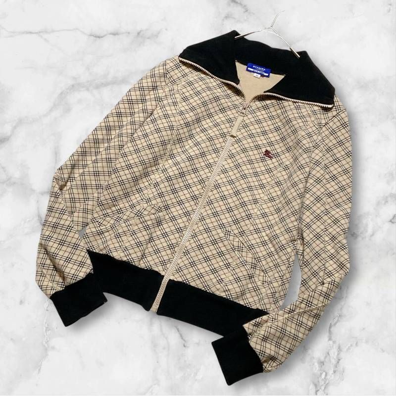 BURBERRY BLUE LABEL バーバリーブルーレーベル トラックジャケット ノバチェック ホースロゴ ジャージ ジップ サイズ38