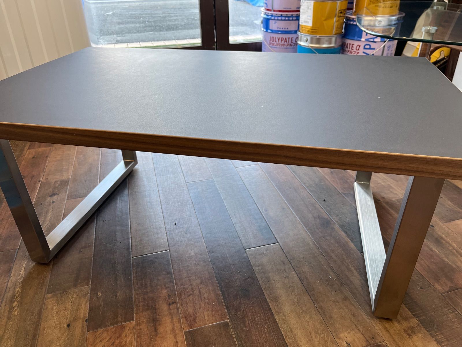 かなでもの THE LOW TABLE リノリウム天板 ステンレス脚