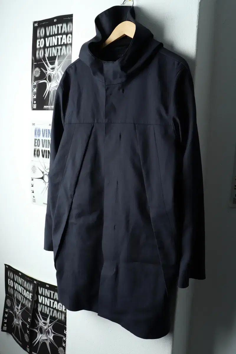 L コス コートジャケット フーディー ネイビー コットン 16156