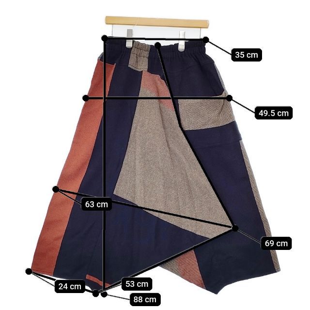  tamaki niime long ウールコットン サルエルパンツ ネイビー マルチ レディース 玉木新雌 タマキニイメ 5 1116 T∞ サルエルパンツ パンツ