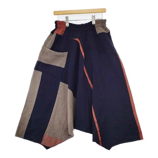 tamaki niime long ウールコットン サルエルパンツ ネイビー マルチ レディース 玉木新雌 タマキニイメ 5 1116 T∞