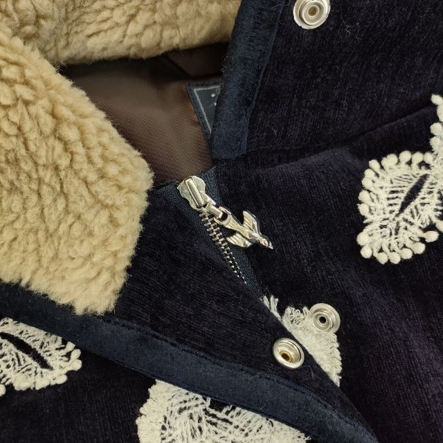 mina perhonen frost garden 刺繍 sa2246 ダウンベスト ネイビー